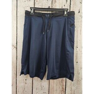 Hylete Men's Medium Navy Blue‎ Drawstring Athletic Running Workout Shorts EUC